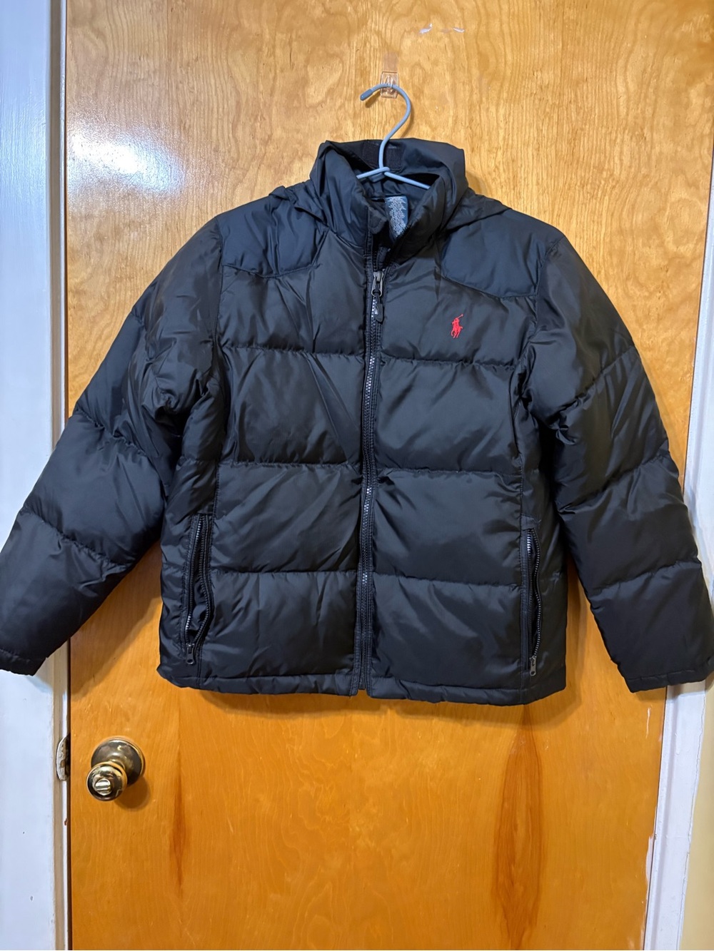 Ralph Lauren Kids Black Puffer Jacket with Red Pony